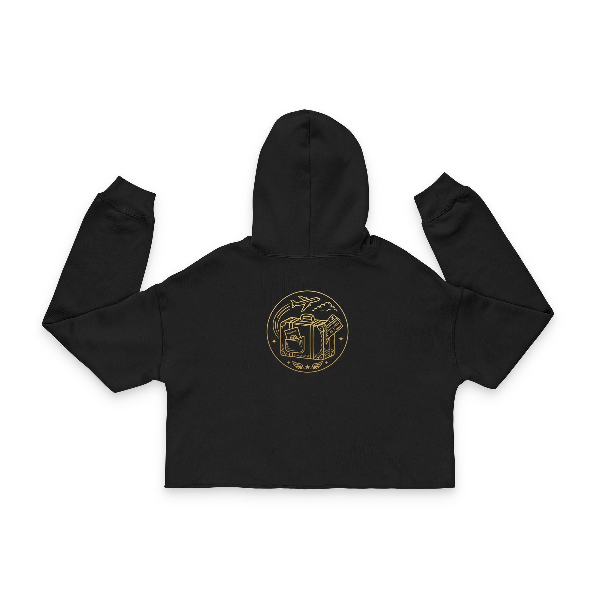 Cropped Hoodie — Minimal Gold Script Chest Logo