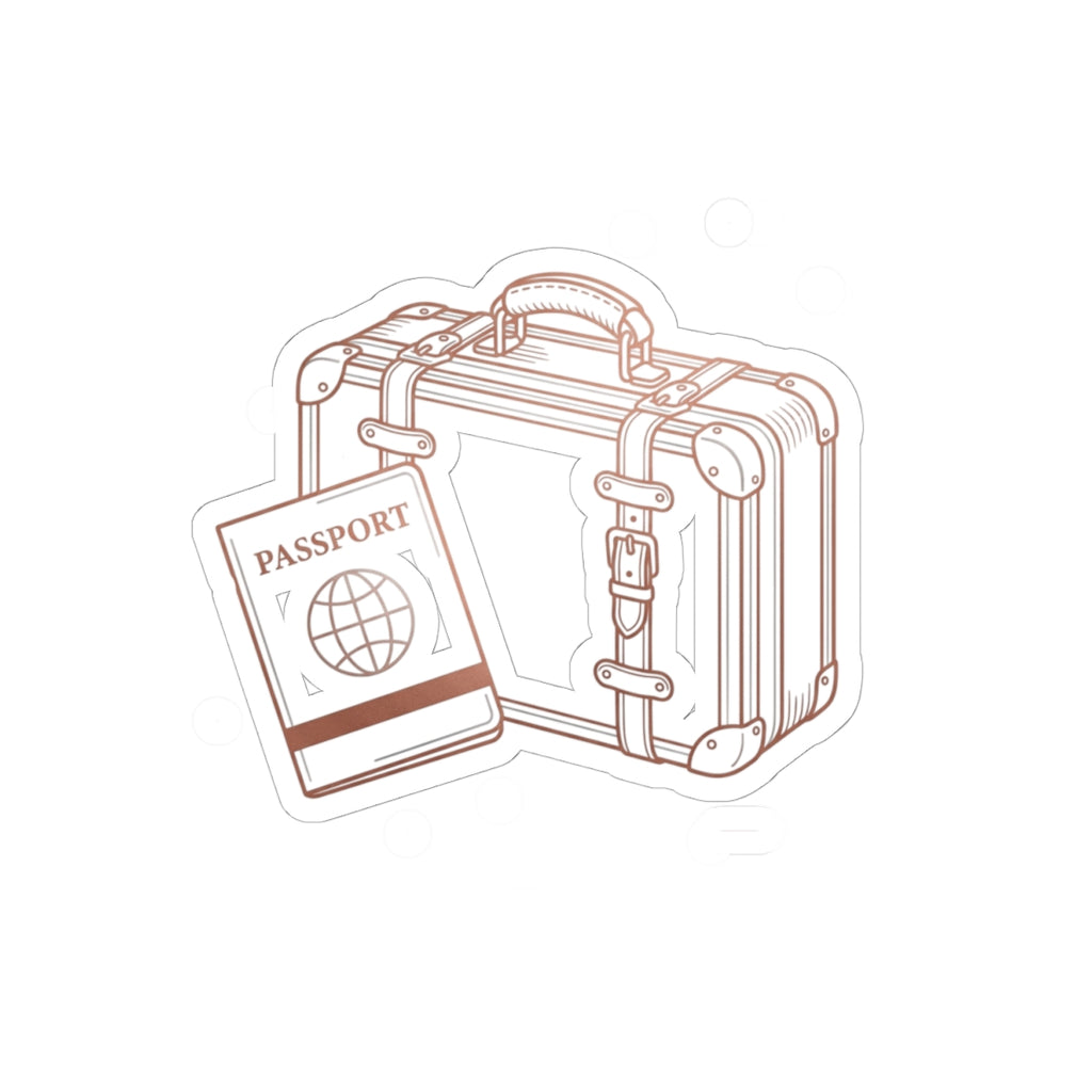 Travel Passport & Suitcase Kiss-Cut Sticker — Minimal Line Art Travel Decal