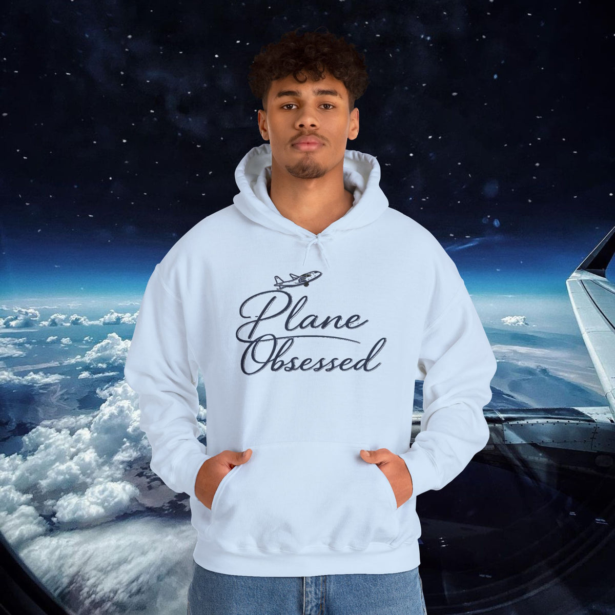 Planet Obsessed Hoodie — Retro Script Space Lover Pullover