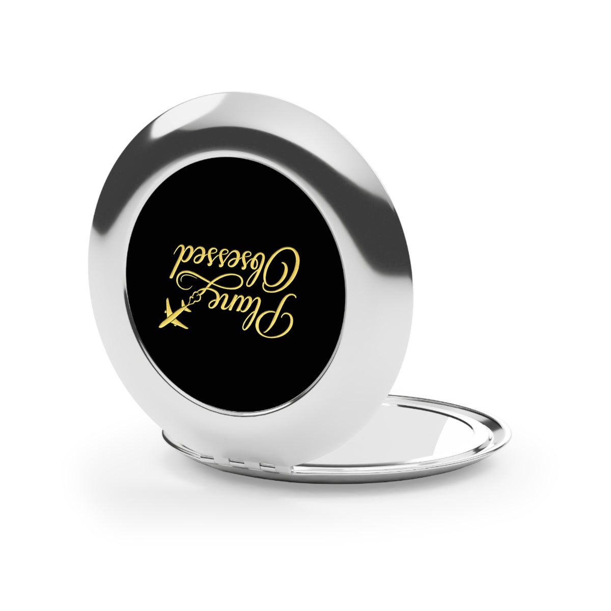 Plane Obsessed Compact Travel Mirror — Portable Makeup Mirror for Frequent Flyers & Travel Lovers