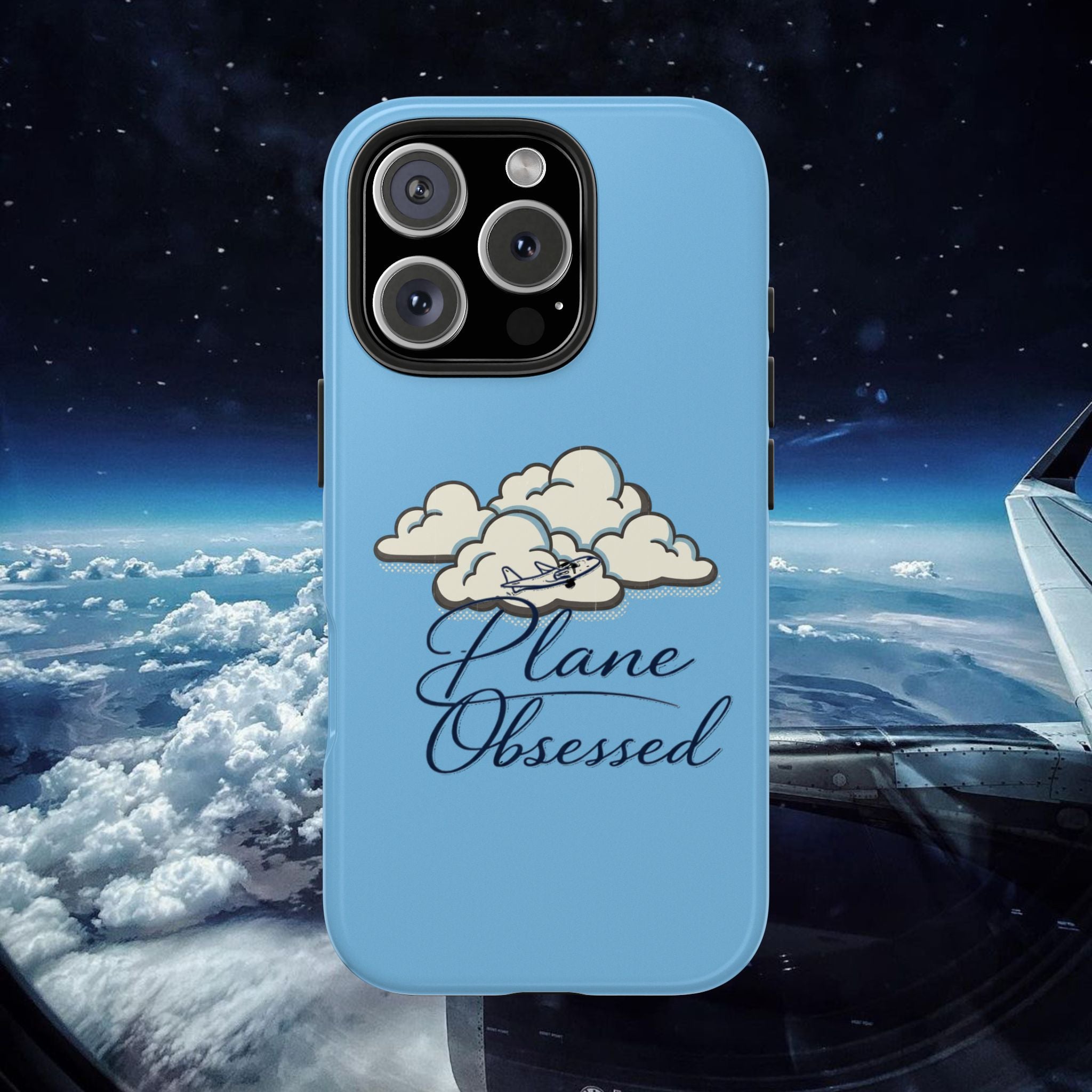 Phone Case — "Plane Obsessed" Cloud Sky Tough Protective Case