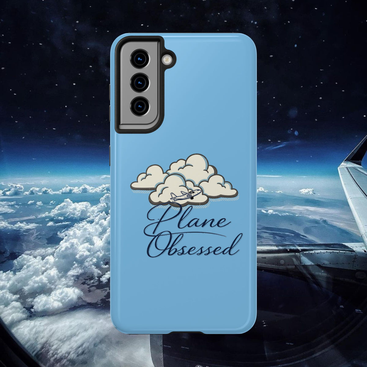 Phone Case — "Plane Obsessed" Cloud Sky Tough Protective Case