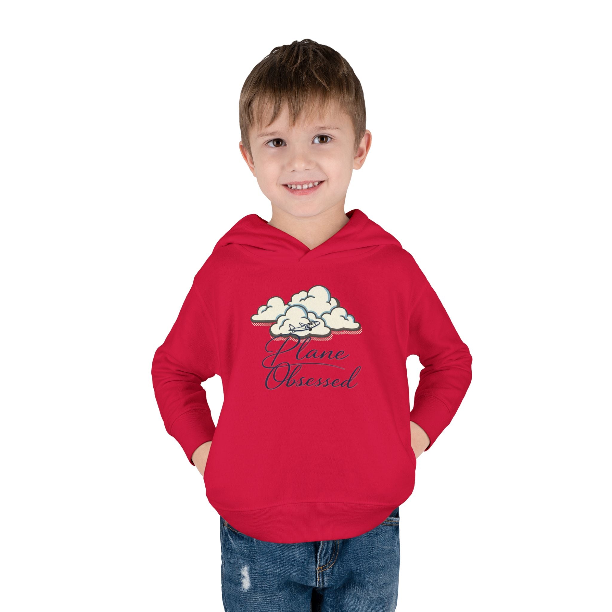 Toddler Hoodie - 'Plane Obsessed' Cute Cloud & Flight Mode Airplane Pullover