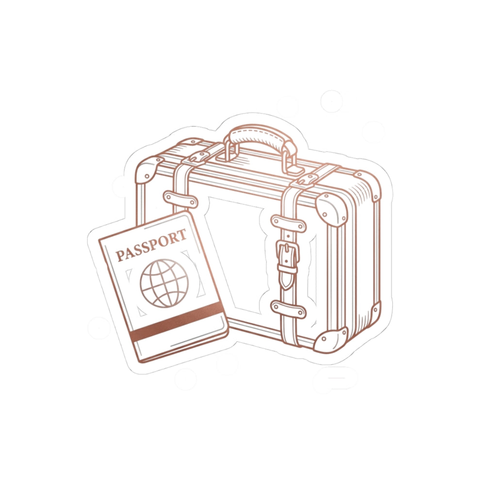 Travel Passport & Suitcase Kiss-Cut Sticker — Minimal Line Art Travel Decal
