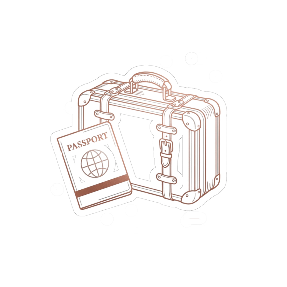 Travel Passport & Suitcase Kiss-Cut Sticker — Minimal Line Art Travel Decal