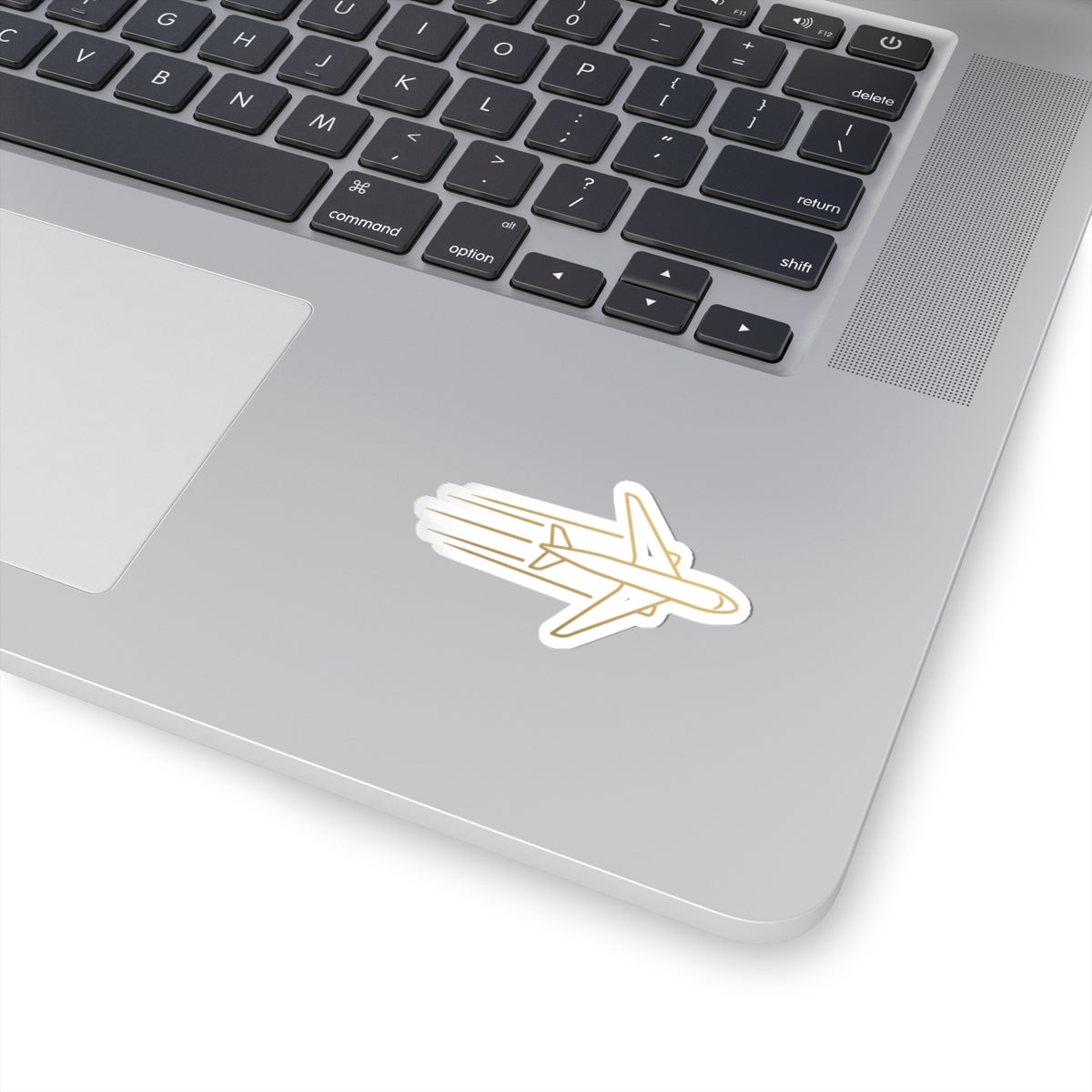 Gold Jet Plane Sticker — Travel & Adventure Kiss-Cut Decal