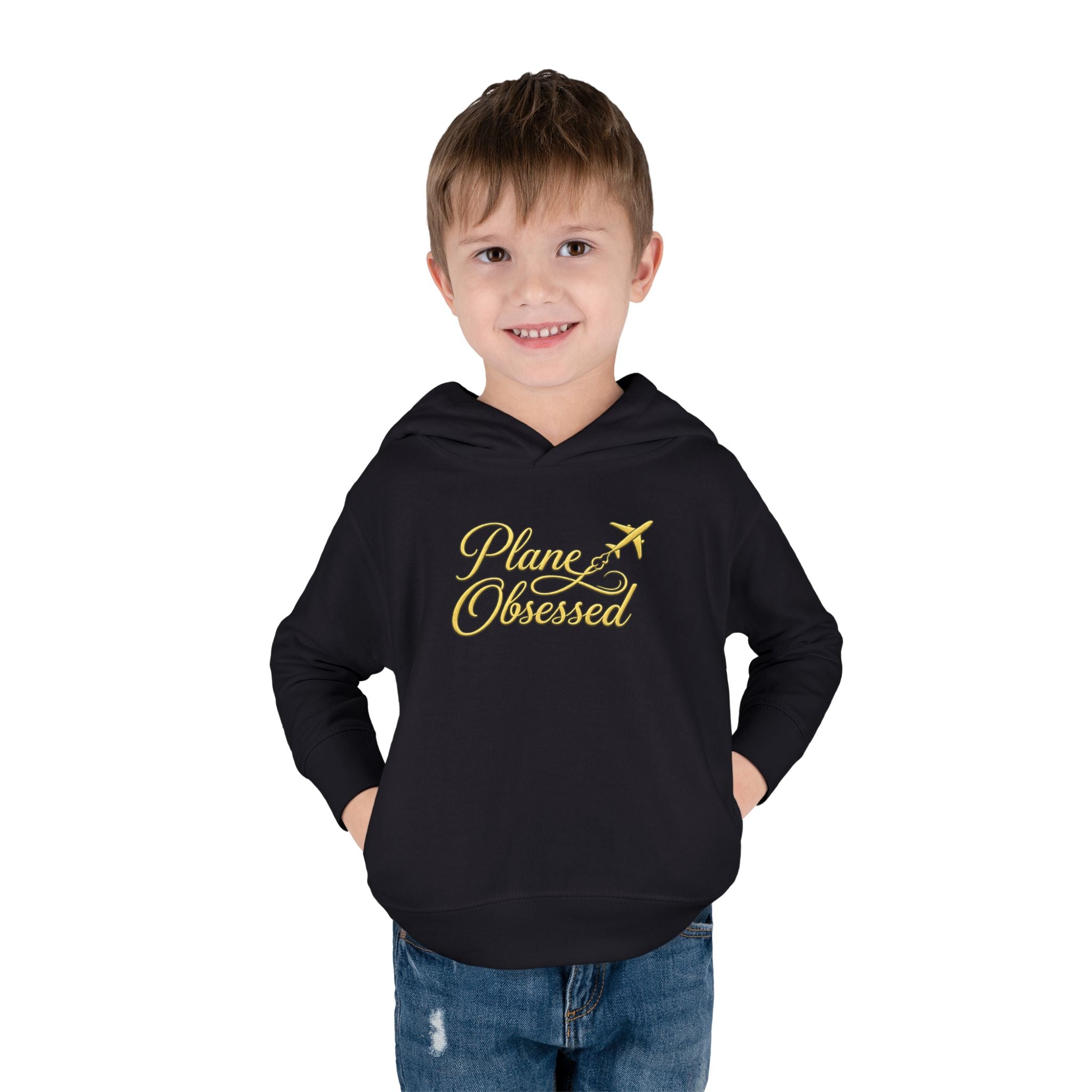 Toddler Hoodie - 'Plane Obsessed' Cute Cloud & Flight Mode Airplane Pullover