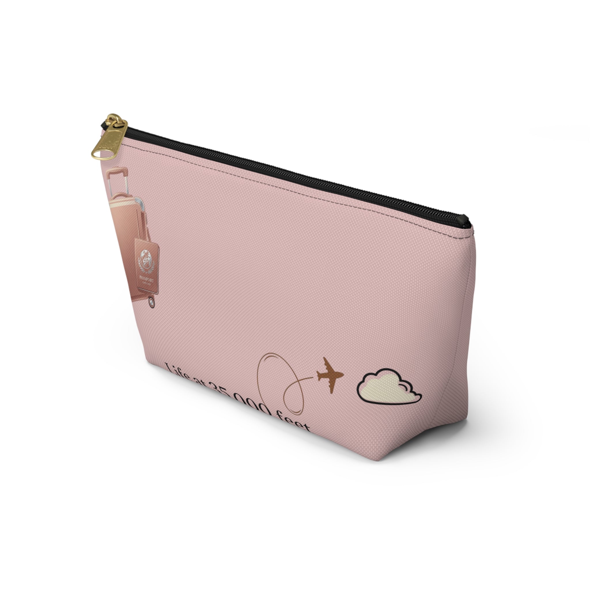 Plane Obsessed Travel Accessory Pouch — T‑Bottom Cosmetic Bag for Jetsetters