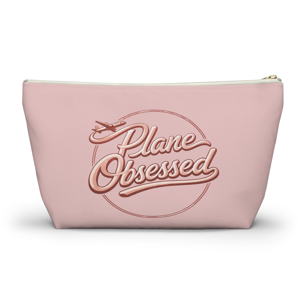 Plane Obsessed Travel Accessory Pouch — T‑Bottom Cosmetic Bag for Jetsetters