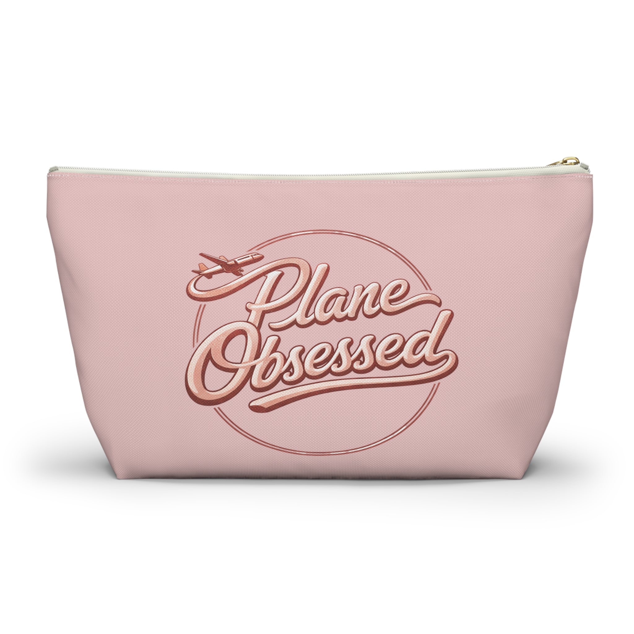 Plane Obsessed Travel Accessory Pouch — T‑Bottom Cosmetic Bag for Jetsetters