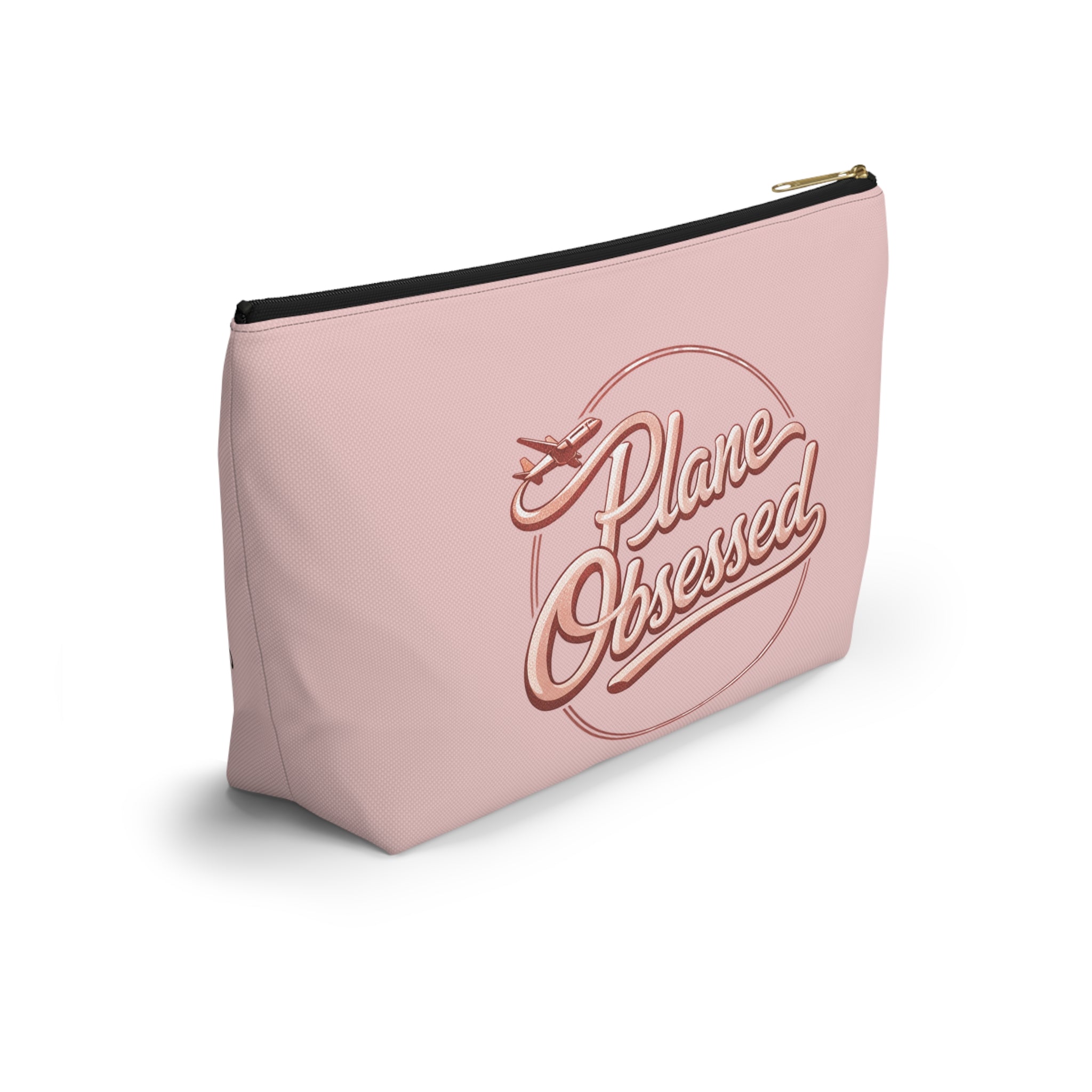 Plane Obsessed Travel Accessory Pouch — T‑Bottom Cosmetic Bag for Jetsetters