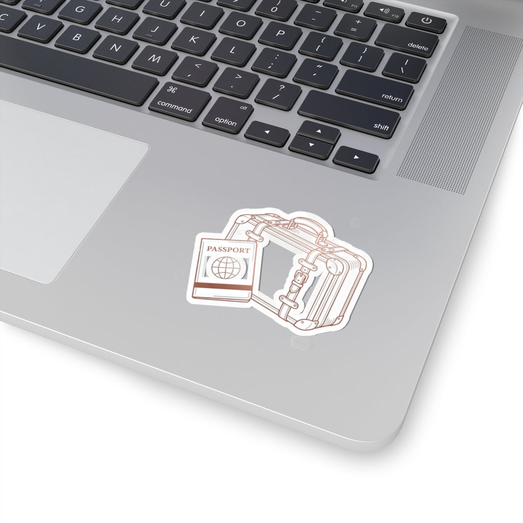 Travel Passport & Suitcase Kiss-Cut Sticker — Minimal Line Art Travel Decal