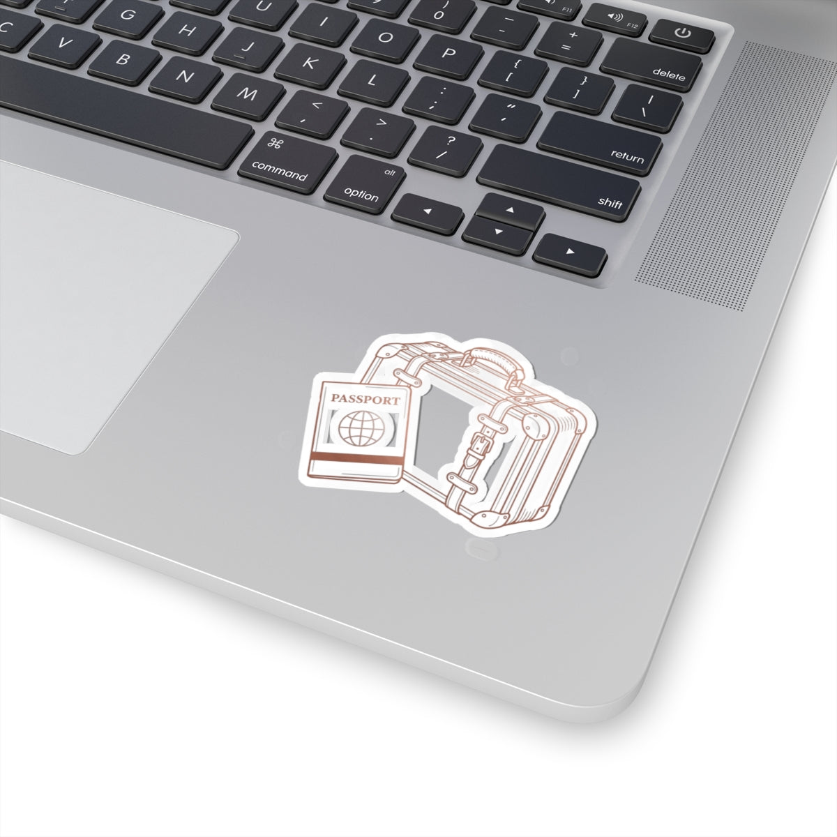 Travel Passport & Suitcase Kiss-Cut Sticker — Minimal Line Art Travel Decal