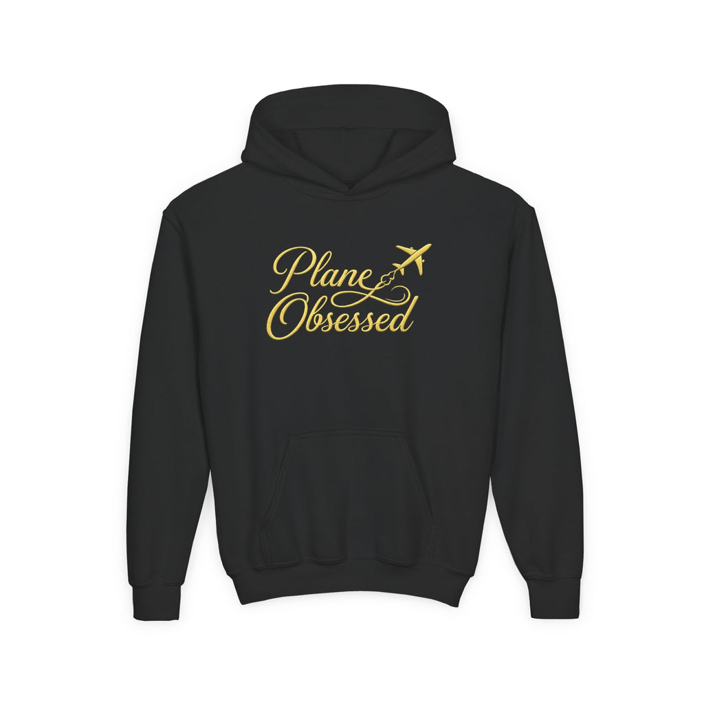 Youth Hoodie – 'Plane Obsessed' Travel Graphic Pullover (Flight Mode Design)