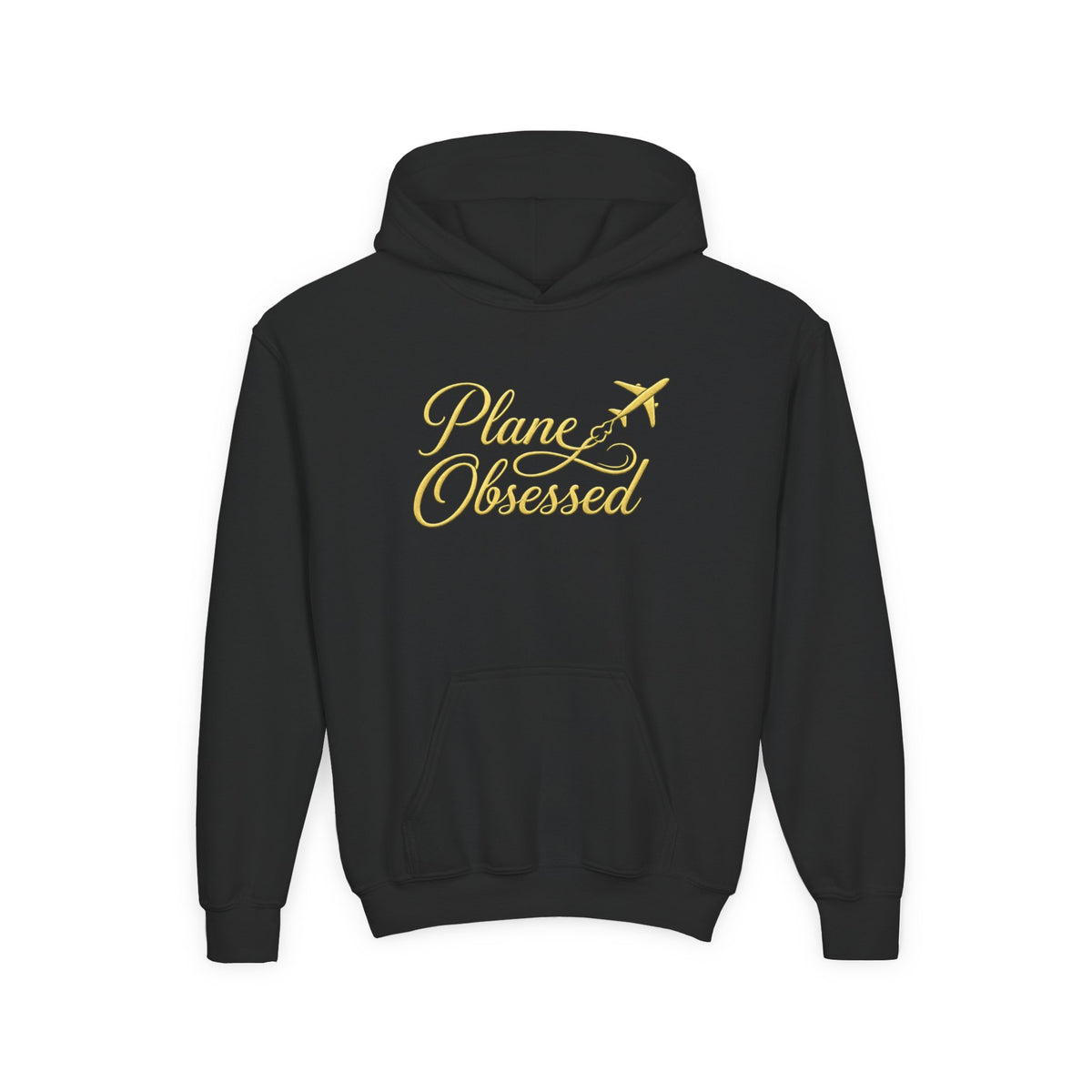 Youth Hoodie – 'Plane Obsessed' Travel Graphic Pullover (Flight Mode Design)