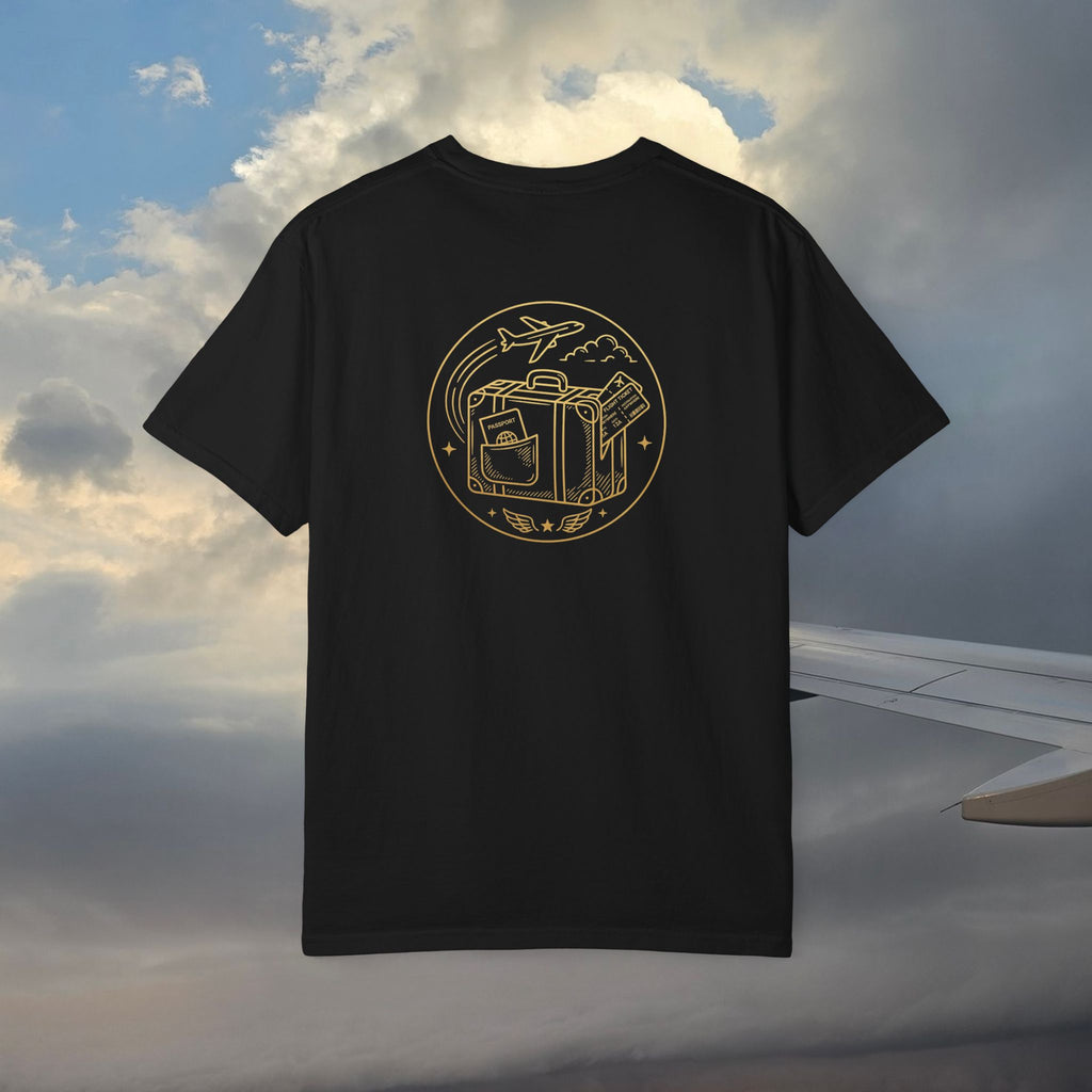 Plane Obsessed T-Shirt — Gold Script Travel Tee
