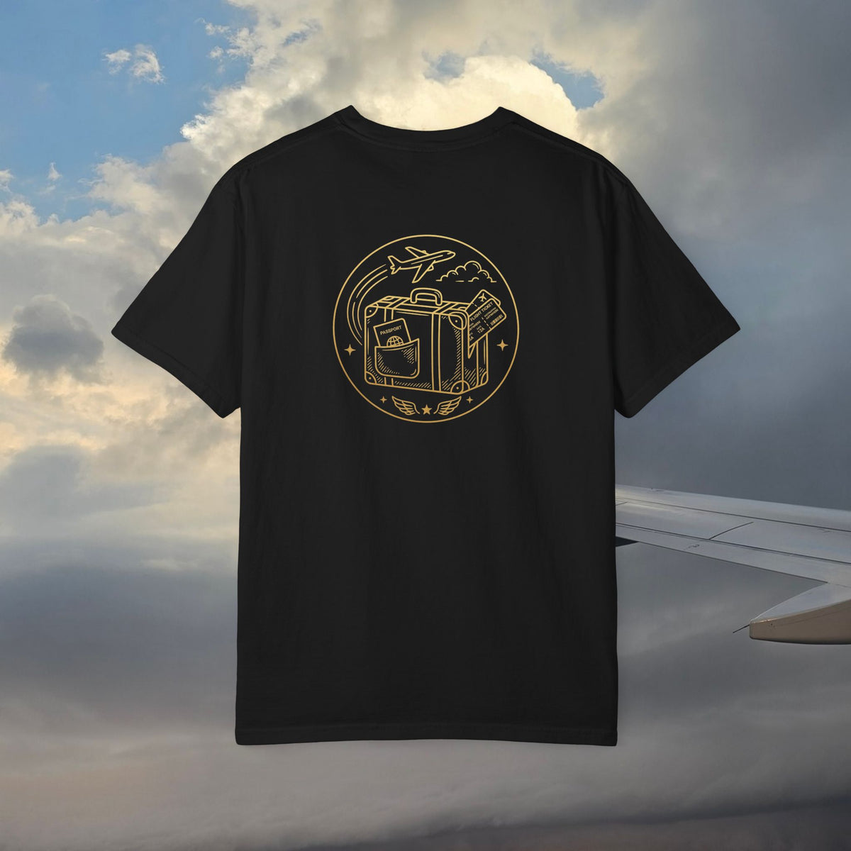 Plane Obsessed T-Shirt — Gold Script Travel Tee