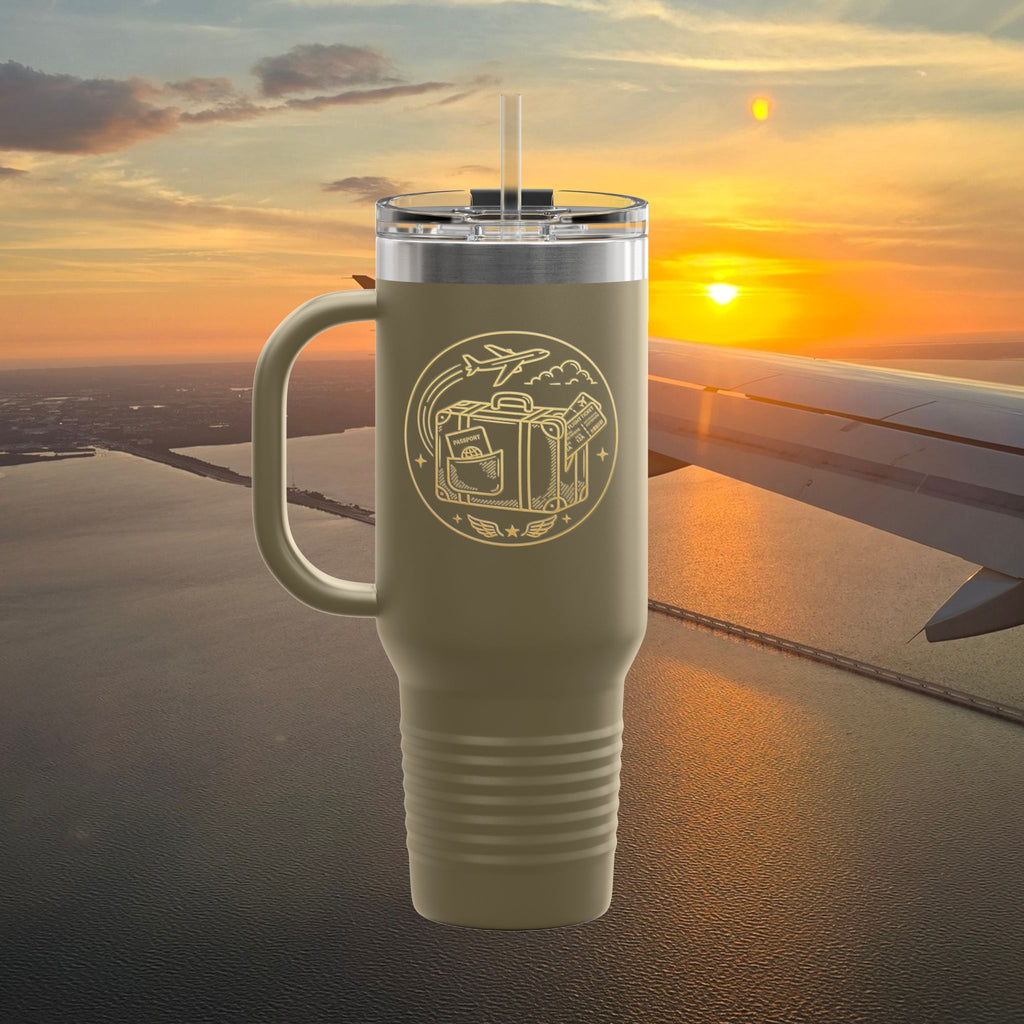 40oz Insulated Travel Mug – 'Plane Obsessed' Retro Aviation Graphic