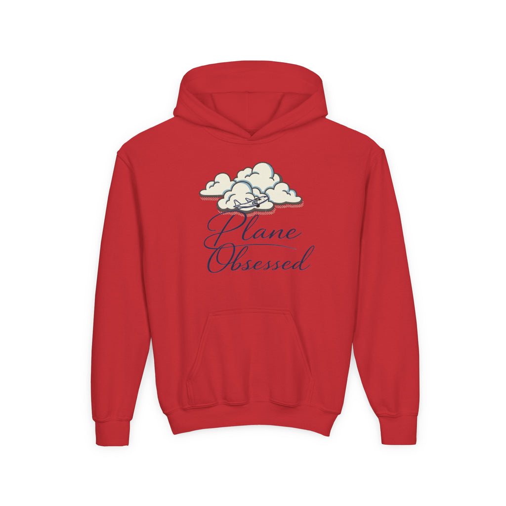 Youth Hoodie – 'Plane Obsessed' Travel Graphic Pullover (Flight Mode Design)