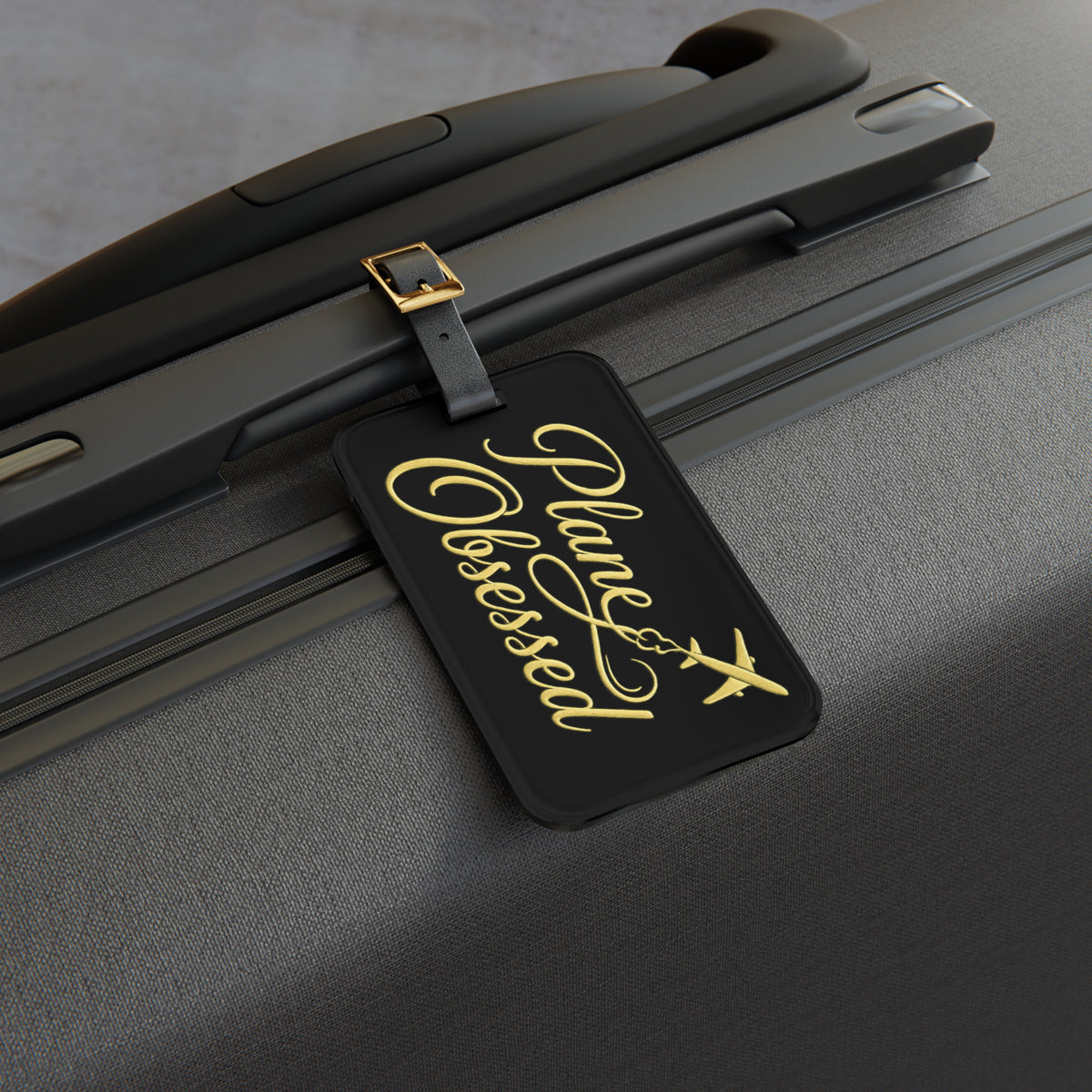 Plane Obsessed Luggage tag ( Blk & Gld )
