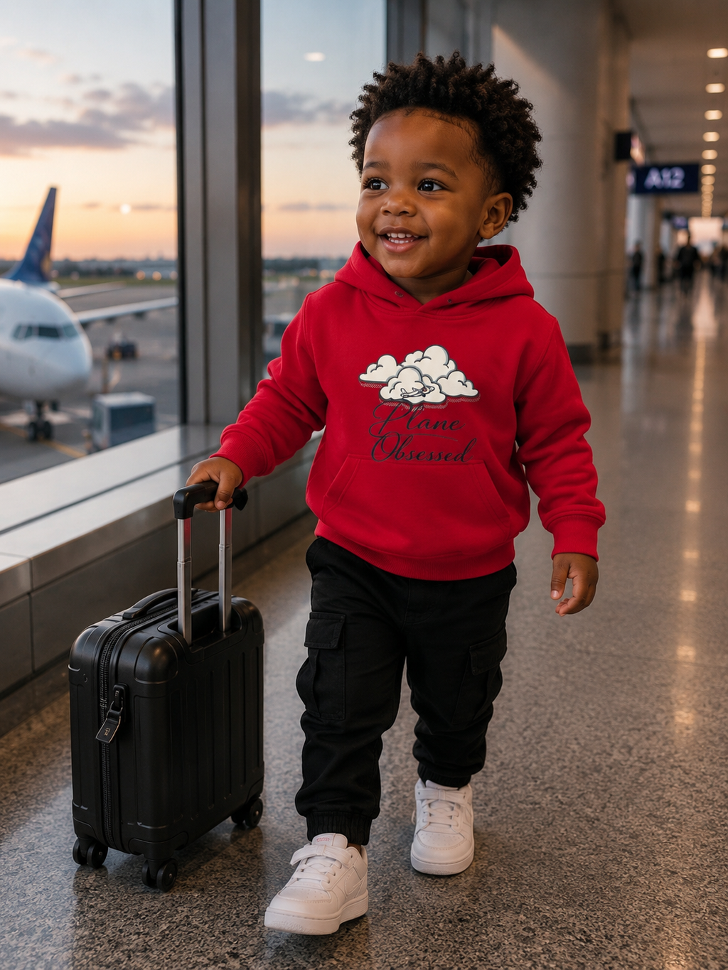 Toddler Hoodie - 'Plane Obsessed' Cute Cloud & Flight Mode Airplane Pullover