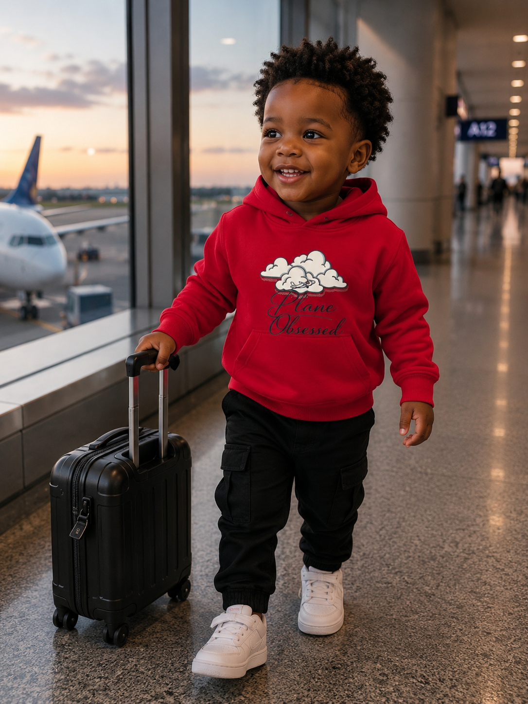 Toddler Hoodie - 'Plane Obsessed' Cute Cloud & Flight Mode Airplane Pullover